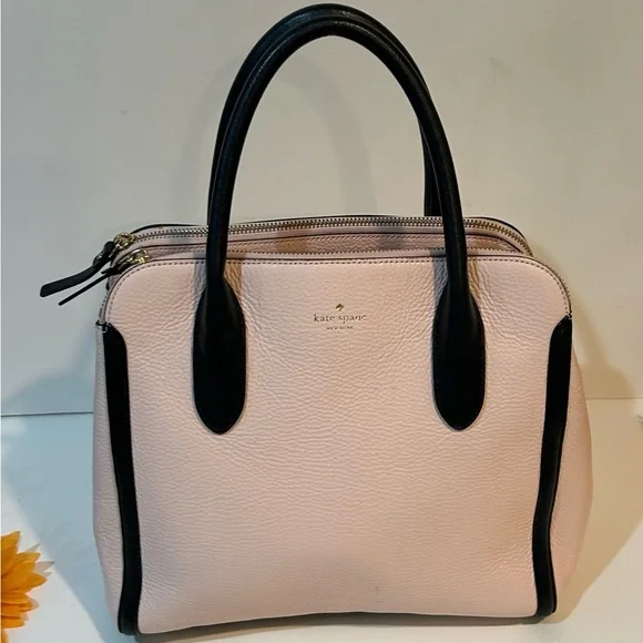 KATE SPADE Pink and Black Leather Satchel Double Zipper - Picture 10 of 10